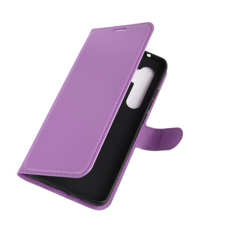 Litchi PU kožené peněženkové pouzdro na mobil Xiaomi Mi Note 10 Lite - fialové