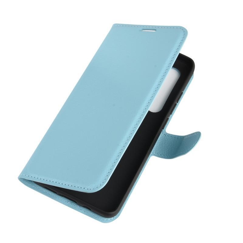 Litchi PU kožené peněženkové pouzdro na mobil Xiaomi Mi Note 10 Lite - modré