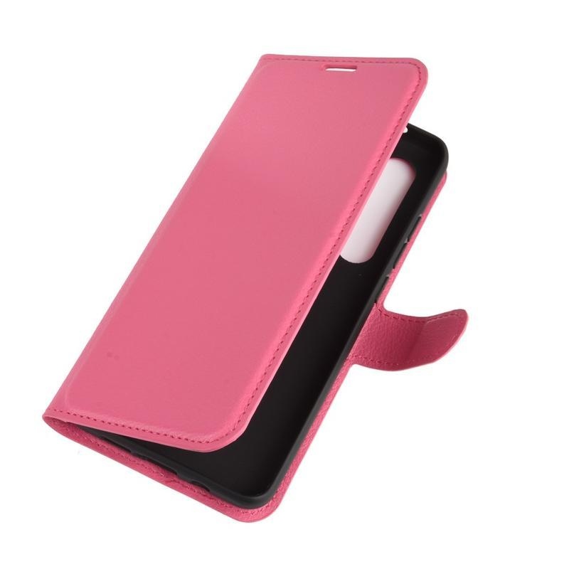 Litchi PU kožené peněženkové pouzdro na mobil Xiaomi Mi Note 10 Lite - rose