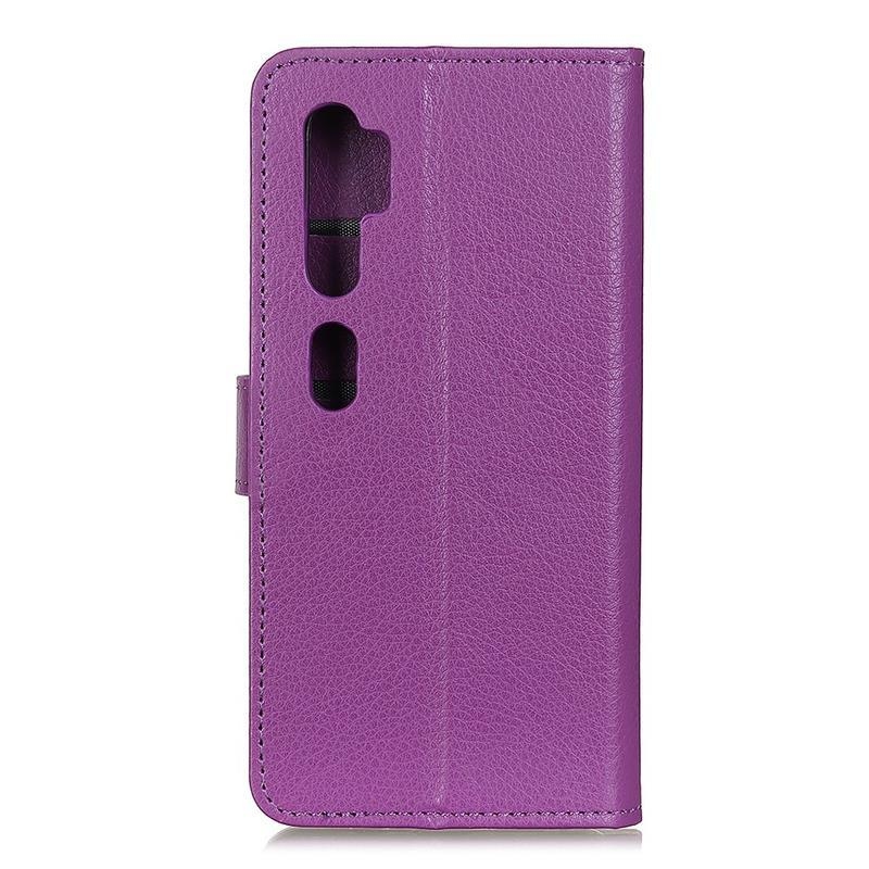 Litchi PU kožené peněženkové pouzdro na mobil Xiaomi Mi Note 10 / Mi Note 10 Pro - fialové