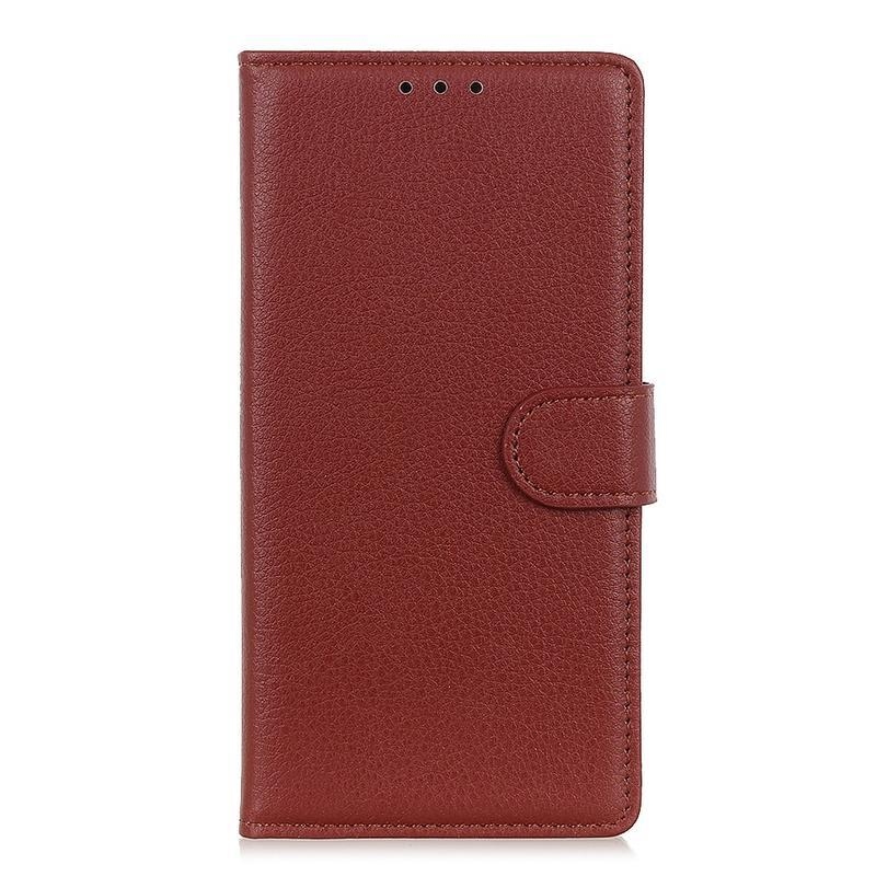 Litchi PU kožené peněženkové pouzdro na mobil Xiaomi Mi Note 10 / Mi Note 10 Pro - hnědé
