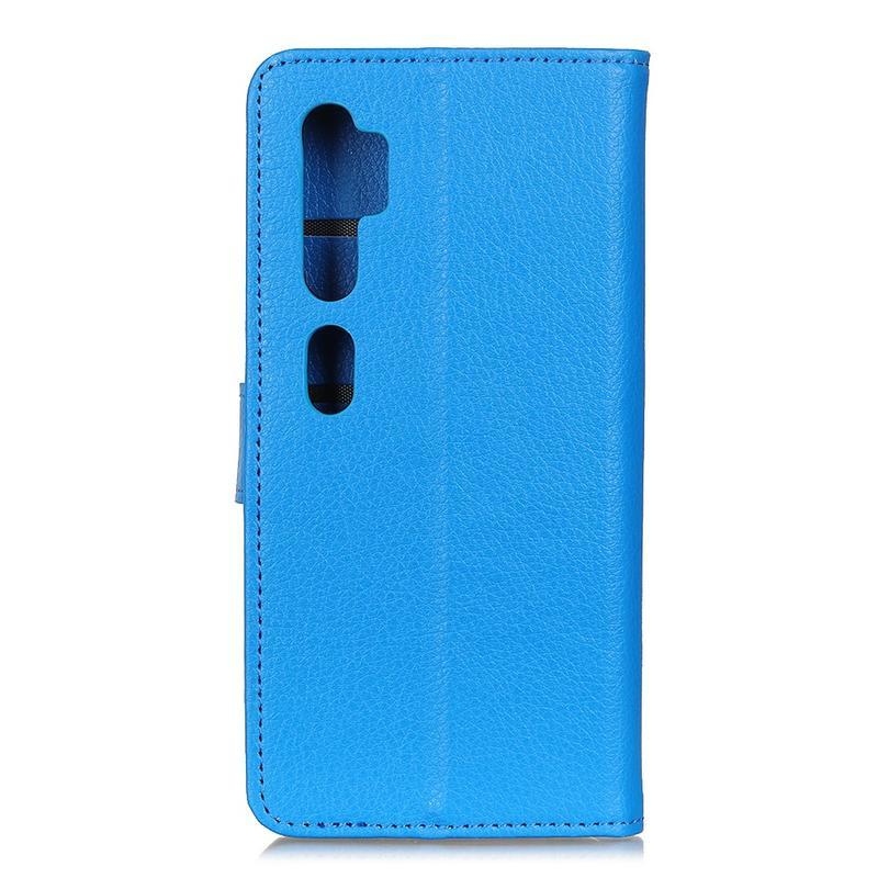 Litchi PU kožené peněženkové pouzdro na mobil Xiaomi Mi Note 10 / Mi Note 10 Pro - modré