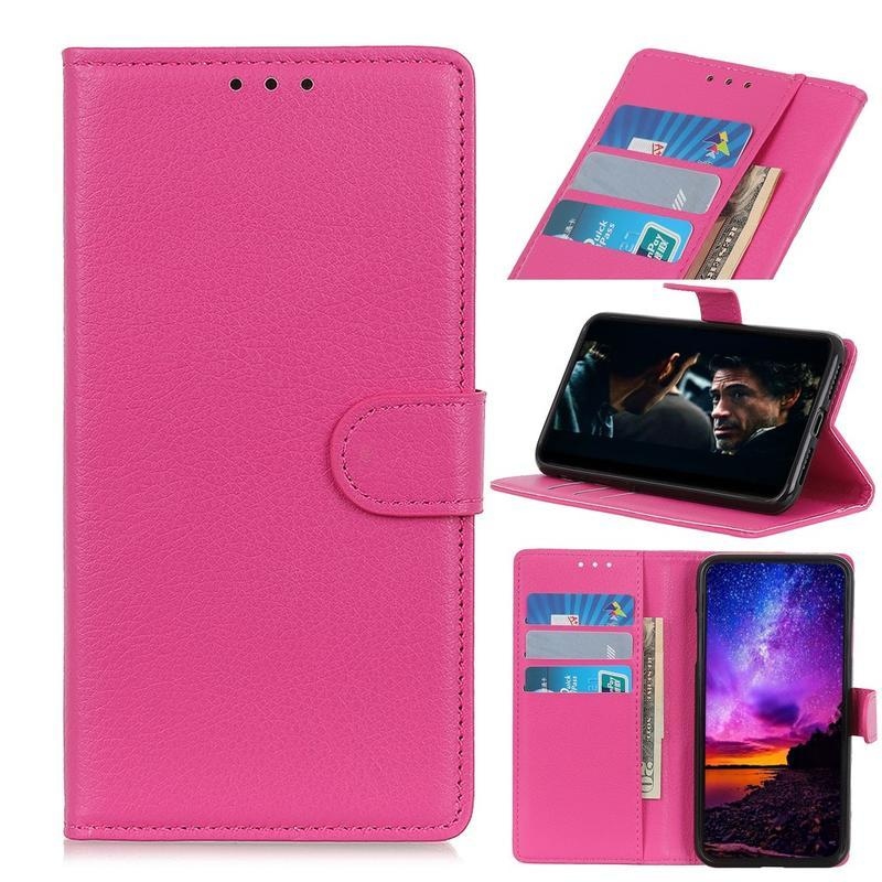 Litchi PU kožené peněženkové pouzdro na mobil Xiaomi Mi Note 10 / Mi Note 10 Pro - rose