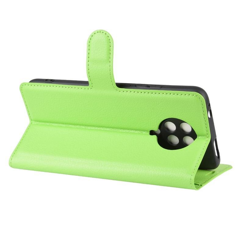 Litchi PU kožené peněženkové pouzdro na mobil Xiaomi Poco F2 Pro - zelené
