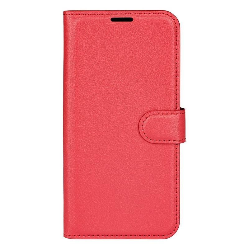 Litchi PU kožené peněženkové pouzdro na mobil Xiaomi Poco M4 Pro 4G - červené