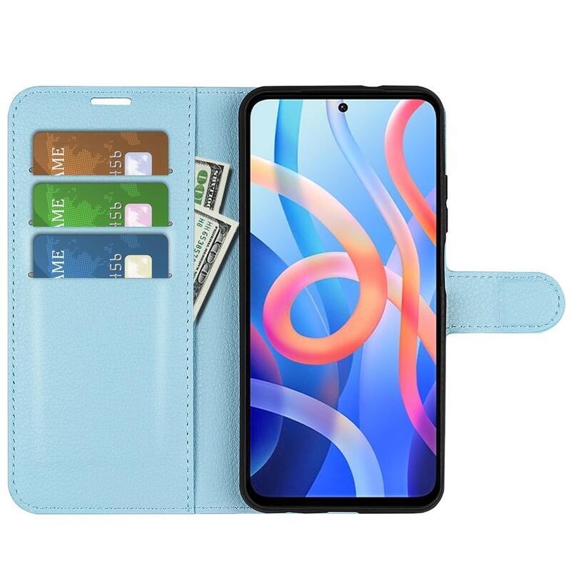 Litchi PU kožené peněženkové pouzdro na mobil Xiaomi Poco M4 Pro 5G/Redmi Note 11S 5G - modré