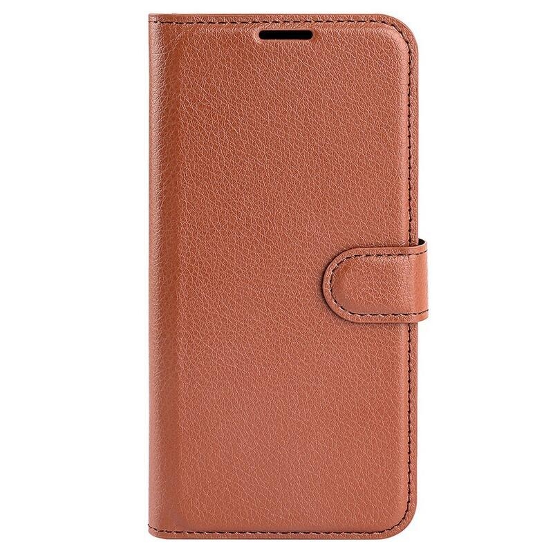 Litchi PU kožené peněženkové pouzdro na mobil Xiaomi Poco M5 - hnědé