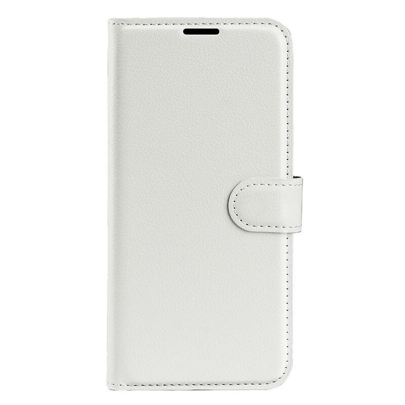 Litchi PU kožené peněženkové pouzdro na mobil Xiaomi Redmi 10C - bílé