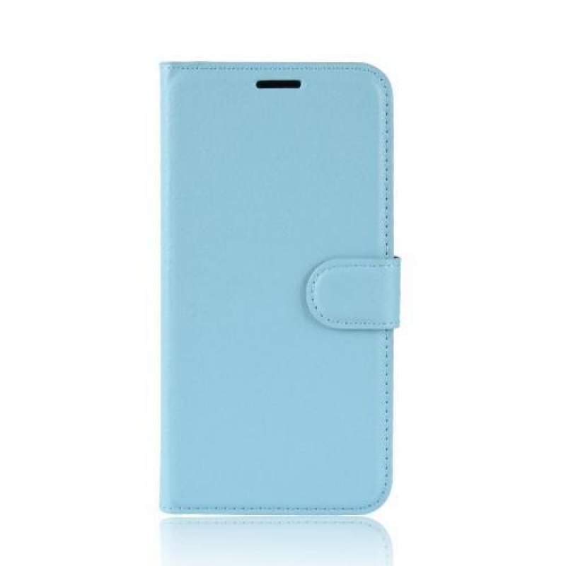 Litchi PU kožené peněženkové pouzdro na mobil Xiaomi Redmi 7 - světlemodrý