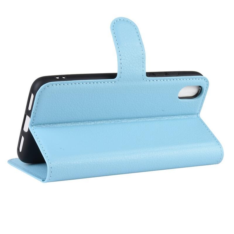Litchi PU kožené peněženkové pouzdro na mobil Xiaomi Redmi 7A - modré