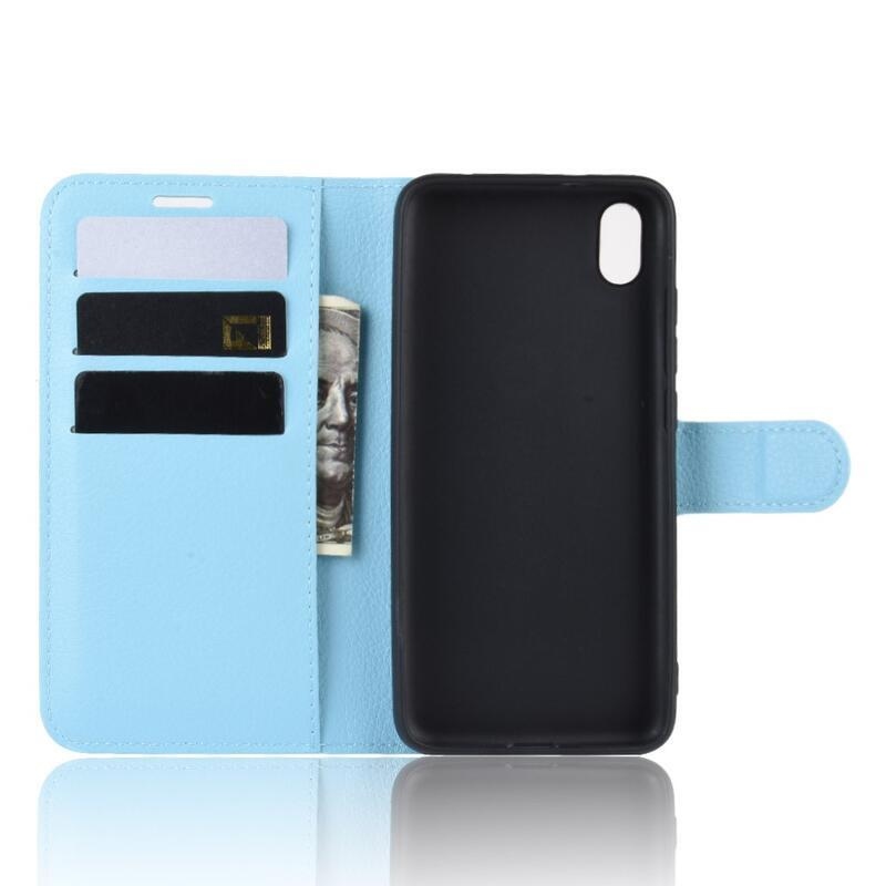 Litchi PU kožené peněženkové pouzdro na mobil Xiaomi Redmi 7A - modré