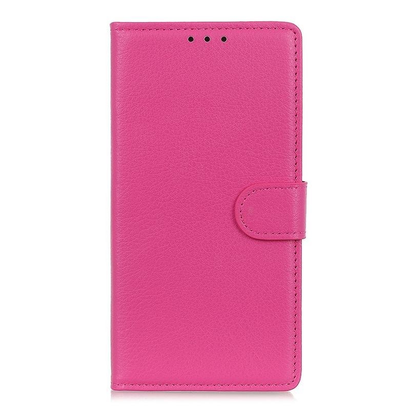 Litchi PU kožené peněženkové pouzdro na mobil Xiaomi Redmi 9 - růžové