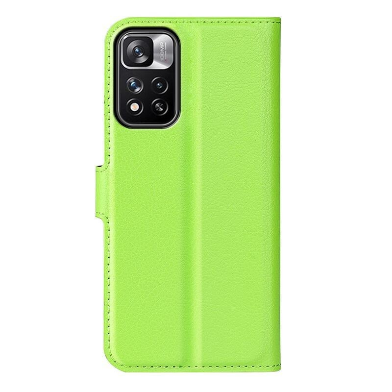 Litchi PU kožené peněženkové pouzdro na mobil Xiaomi Redmi Note 11 Pro+ 5G - zelené