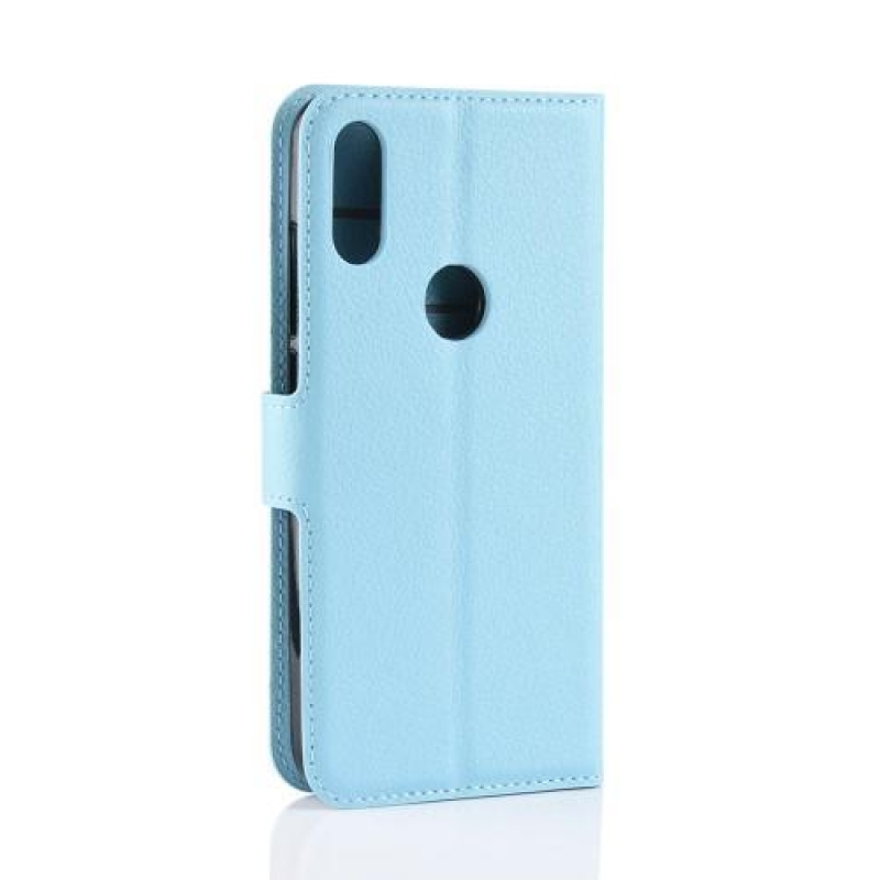 Litchi PU kožené peněženkové pouzdro na mobil Xiaomi Redmi Note 7 - modré
