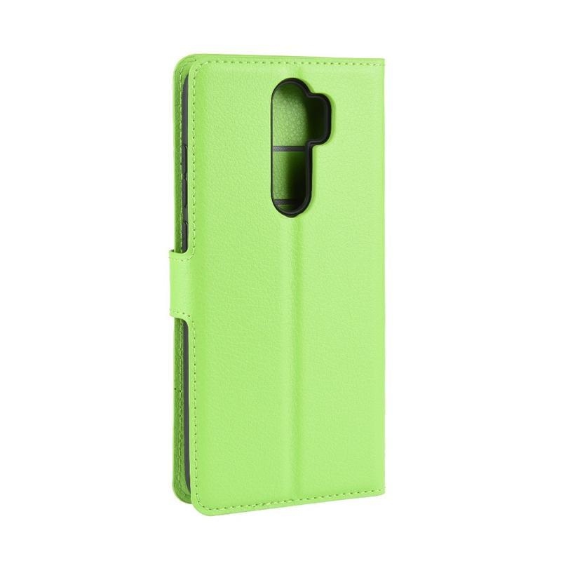 Litchi PU kožené peněženkové pouzdro na mobil Xiaomi Redmi Note 8 Pro - zelené