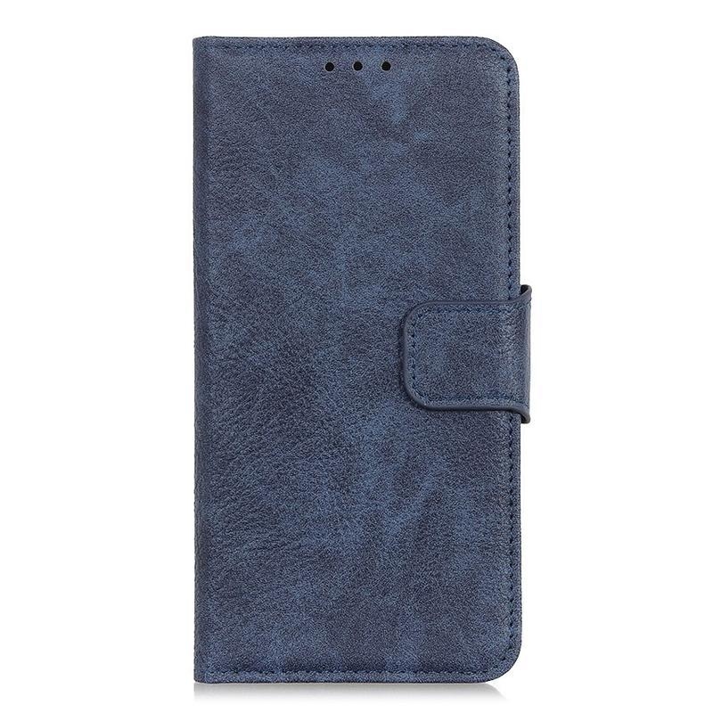 Litchi PU kožené peněženkové pouzdro na mobil Xiaomi Redmi Note 9 - modré