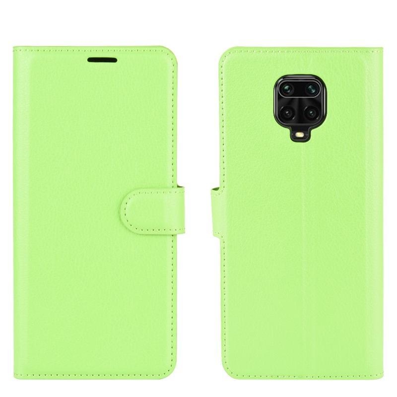 Litchi PU kožené peněženkové pouzdro na mobil Xiaomi Redmi Note 9 Pro/Note 9S - zelené