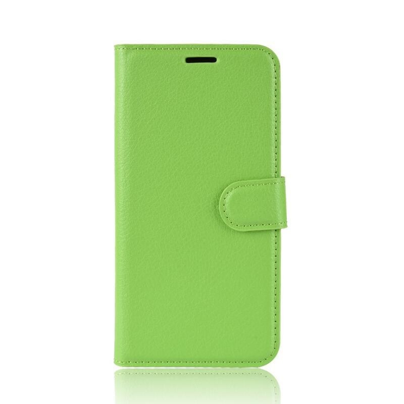 Litchi PU kožené peněženkové pouzdro na mobilní telefon Samsung Galaxy A40 - zelené