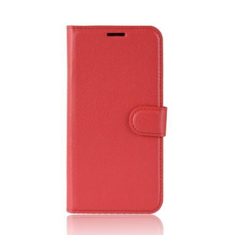 Litchi PU kožené peněženkové pouzdro na Xiaomi Mi 9 - červené