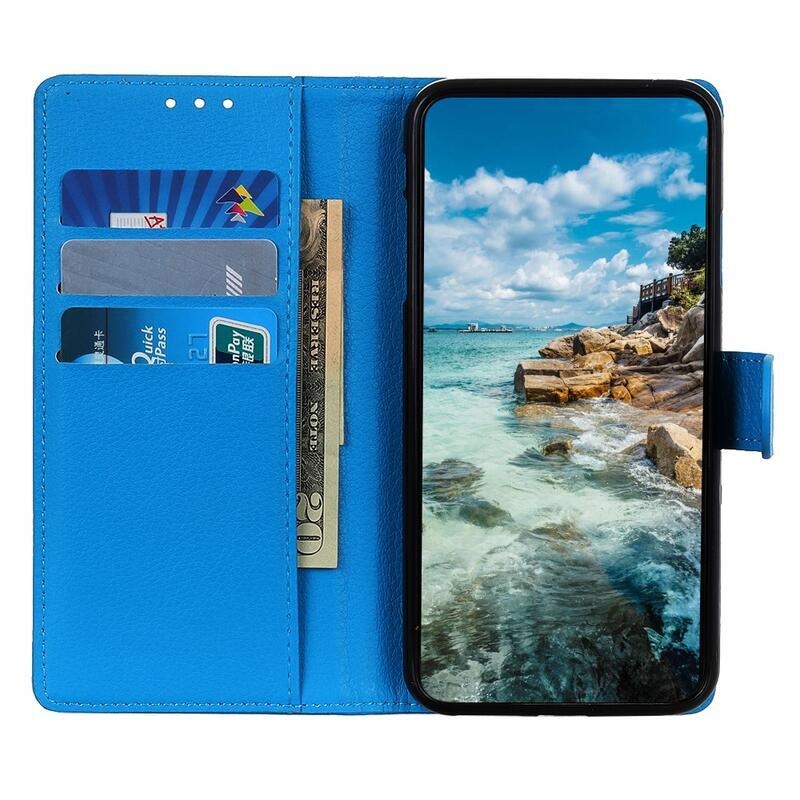 Litchi PU kožené peněženkové pouzdro pro mobil Nokia G10/G20 - modré