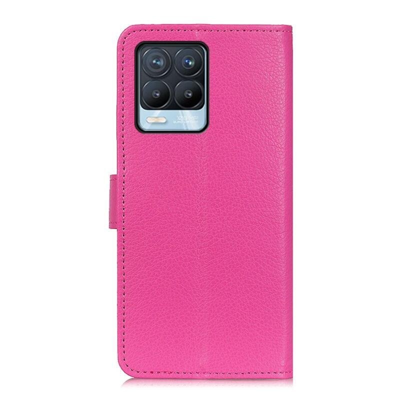 Litchi PU kožené peněženkové pouzdro pro mobil Realme 8/8 Pro - rose