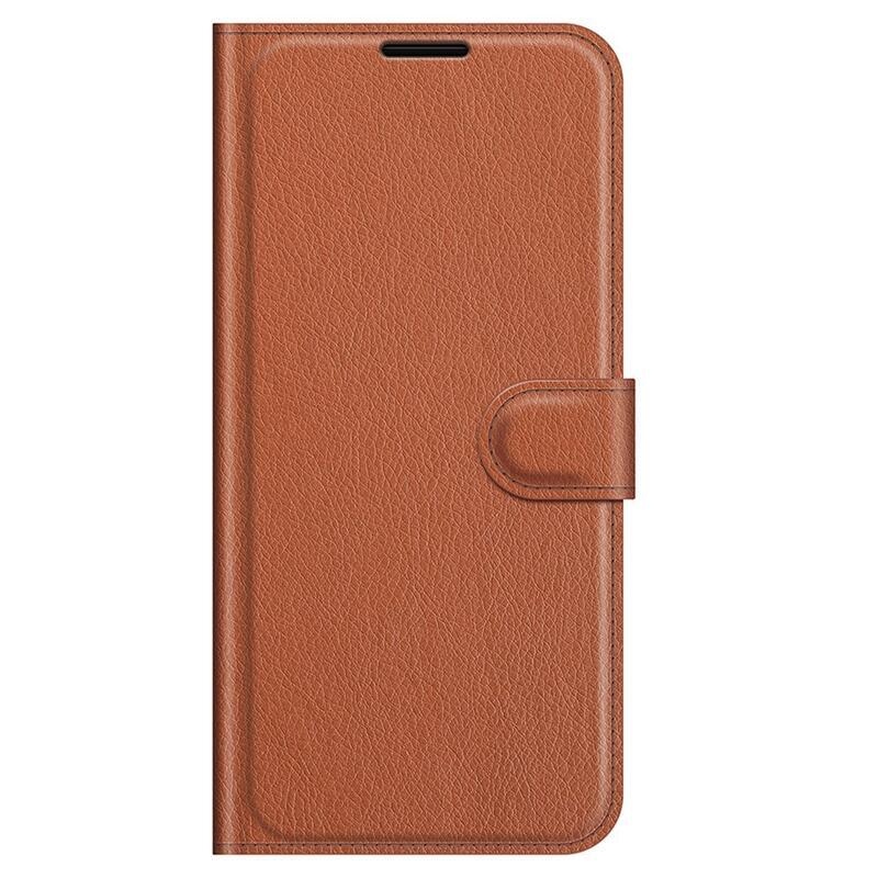 Litchi PU kožené peněženkové pouzdro pro mobil Samsung Galaxy A03s (166.6 x 75.9 x 9.1mm) - hnědé