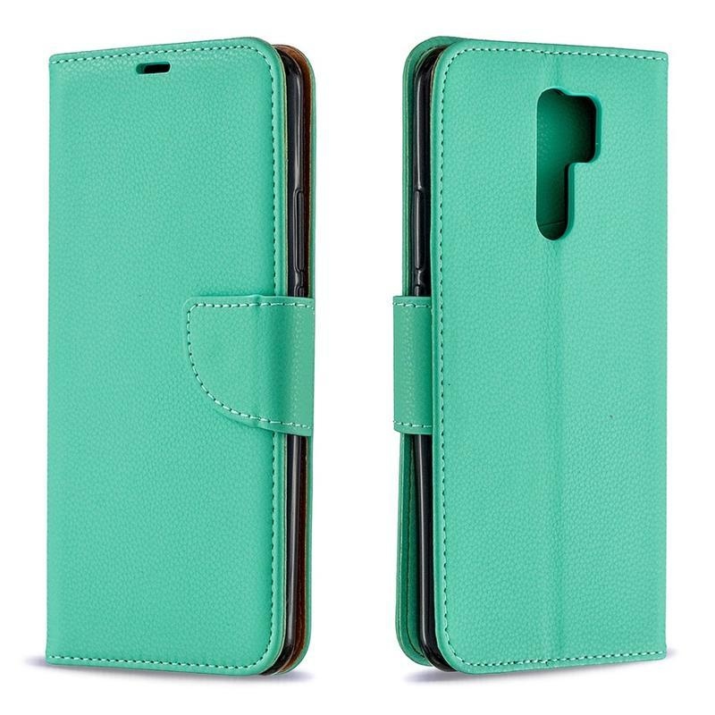 Litchi PU kožené peněženkové pouzdro pro mobil Xiaomi Redmi 9 - zelené