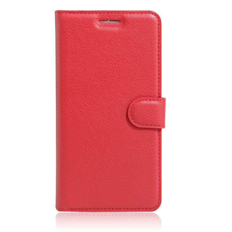 Litchi PU kožené peněženkové pouzdro pro mobilní telefon iPhone SE (2020)/7/8 - červené