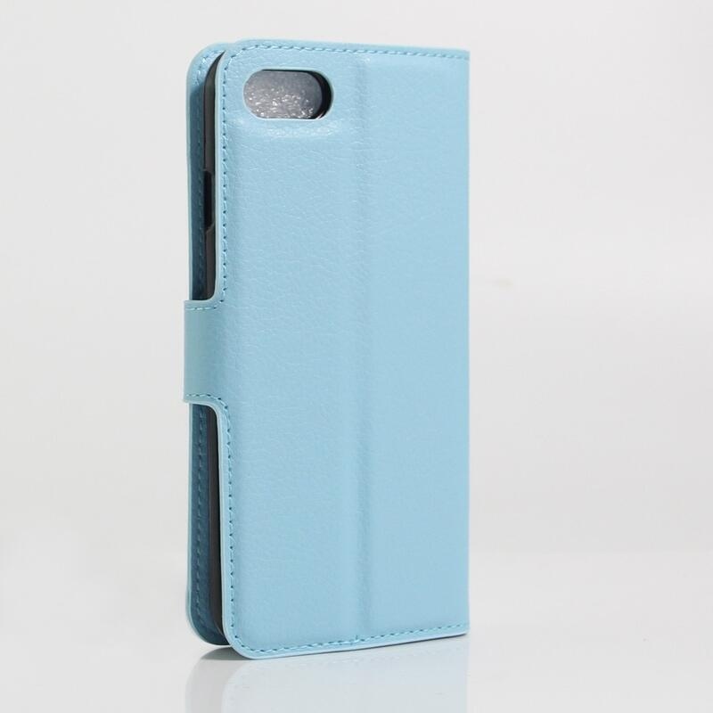Litchi PU kožené peněženkové pouzdro pro mobilní telefon iPhone SE (2020)/7/8 - modré