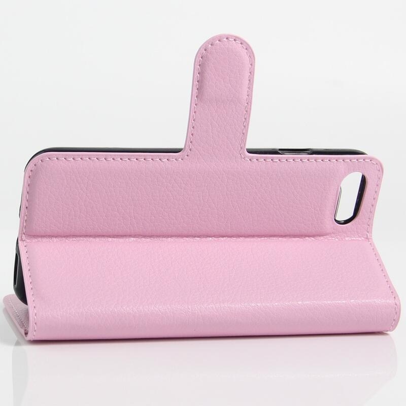 Litchi PU kožené peněženkové pouzdro pro mobilní telefon iPhone SE (2020)/7/8 - růžové