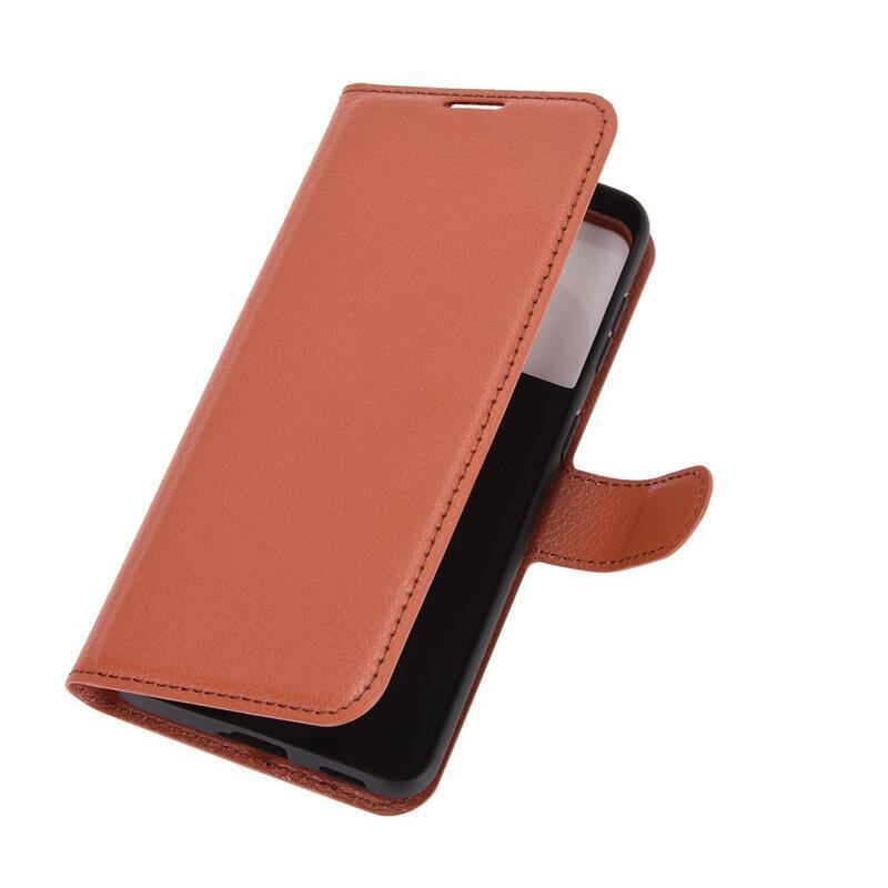 Litchi PU kožené peněženkové pouzdro pro mobilní telefon Samsung Galaxy S21 - hnědé