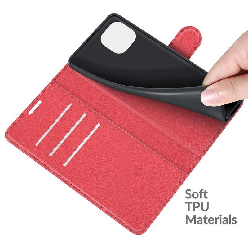 Litchi PU kožené peněženkové pouzdro pro mobilní telefon Xiaomi Mi 11 Lite 4G/5G/Mi 11 Lite 5G NE - červené
