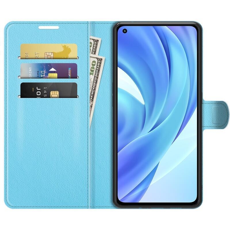 Litchi PU kožené peněženkové pouzdro pro mobilní telefon Xiaomi Mi 11 Lite 4G/5G/Mi 11 Lite 5G NE - modré