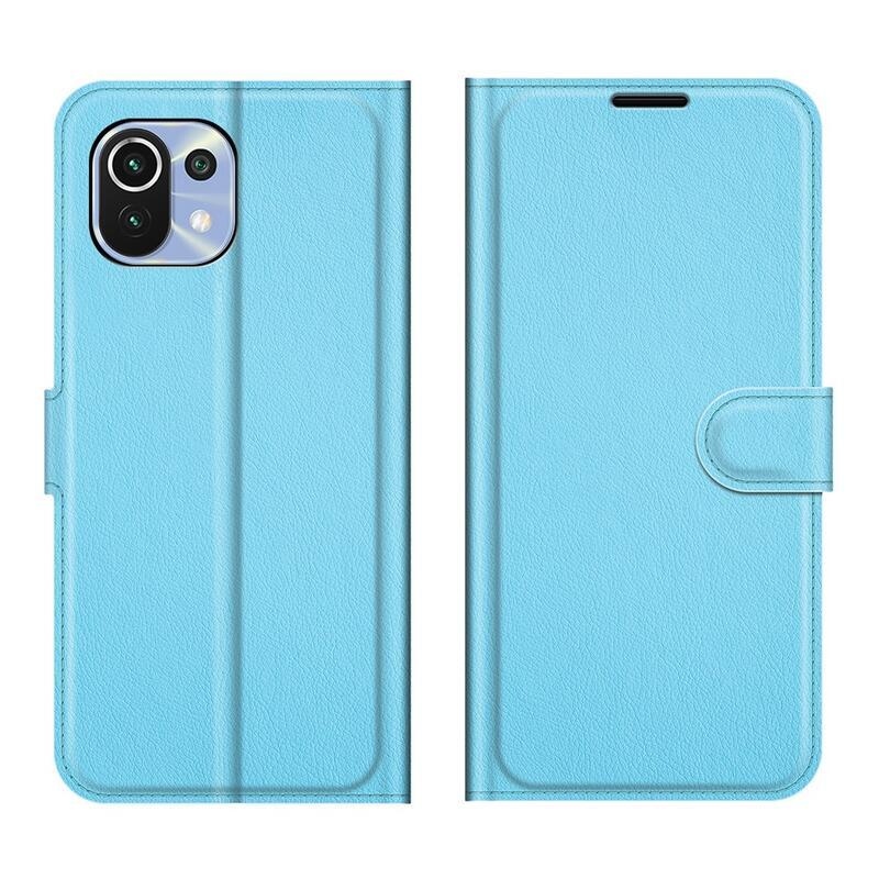 Litchi PU kožené peněženkové pouzdro pro mobilní telefon Xiaomi Mi 11 Lite 4G/5G/Mi 11 Lite 5G NE - modré