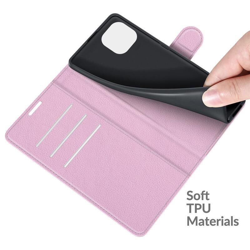 Litchi PU kožené peněženkové pouzdro pro mobilní telefon Xiaomi Mi 11 Lite 4G/5G/Mi 11 Lite 5G NE - růžové