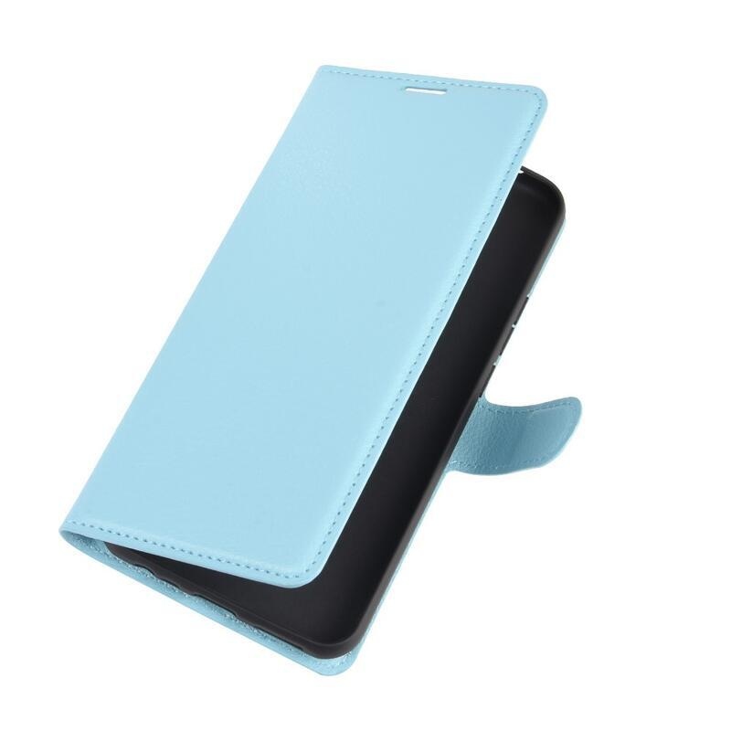 Litchi PU kožené peněženkové pouzdro pro mobilní telefon Xiaomi Redmi 9 - modré