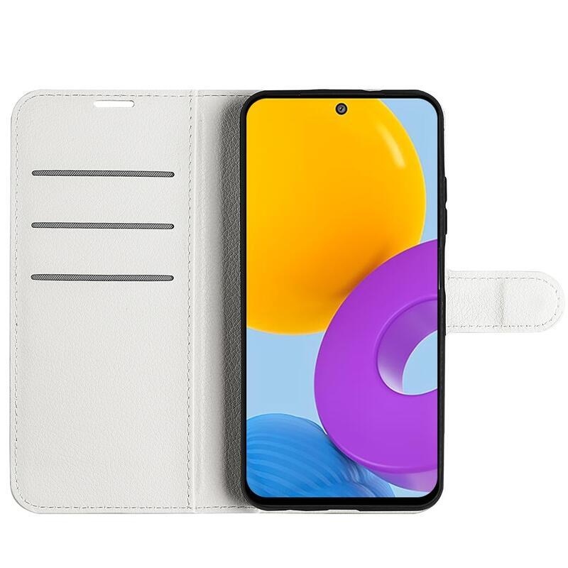 Litchi PU kožené peněženkové pouzdro pro telefon Samsung Galaxy M52 5G - bílé