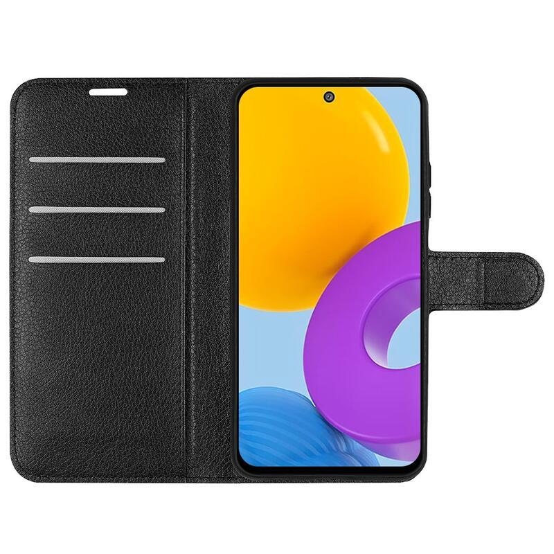 Litchi PU kožené peněženkové pouzdro pro telefon Samsung Galaxy M52 5G - černé