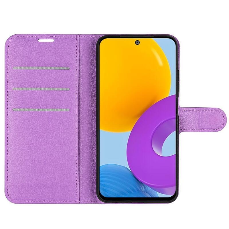 Litchi PU kožené peněženkové pouzdro pro telefon Samsung Galaxy M52 5G - fialové