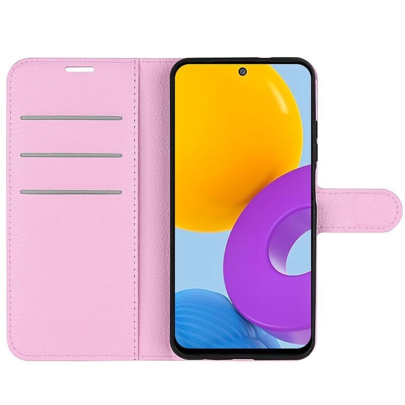 Litchi PU kožené peněženkové pouzdro pro telefon Samsung Galaxy M52 5G - růžové