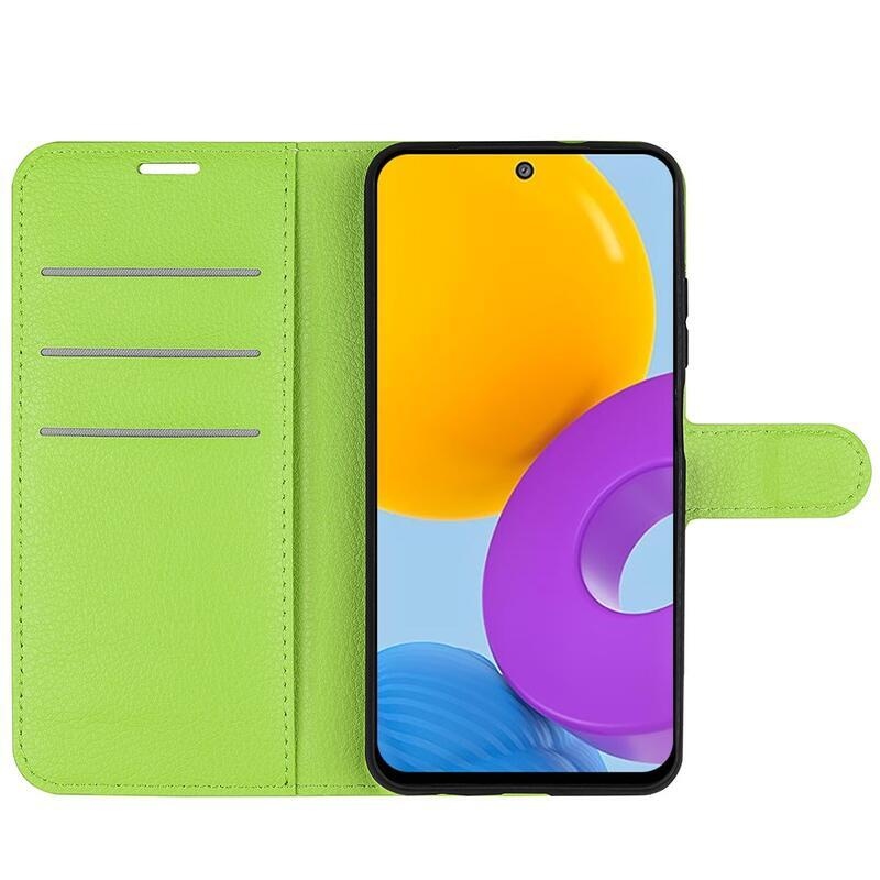 Litchi PU kožené peněženkové pouzdro pro telefon Samsung Galaxy M52 5G - zelené