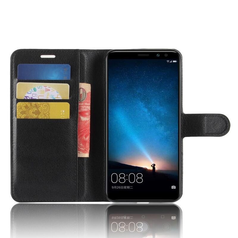 Litchi PU kožené pouzdro na mobil Huawei Mate 10 Lite - černé