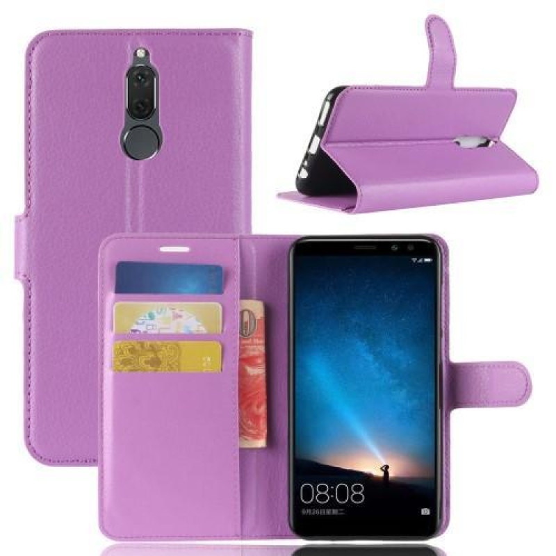 Litchi PU kožené pouzdro na mobil Huawei Mate 10 Lite - fialové