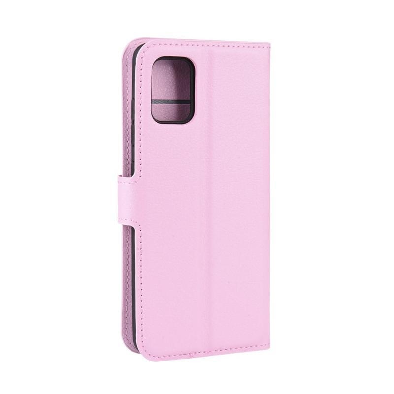 Litchi PU kožené pouzdro na mobil Samsung Galaxy A51 - růžové