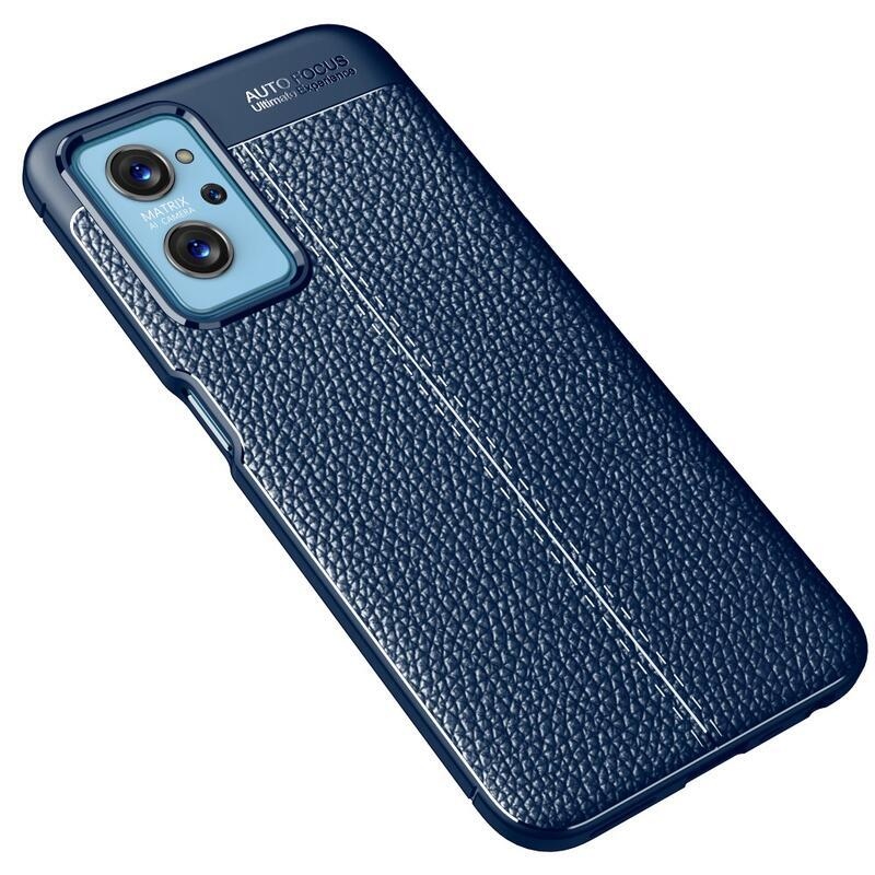 Litchi texturovaný odolný gelový obal na mobil Realme 9i - modrý