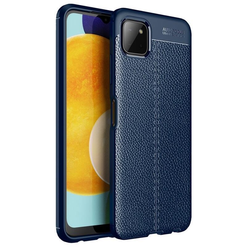 Litchi texturovaný odolný gelový obal na mobil Samsung Galaxy A22 5G - modrý
