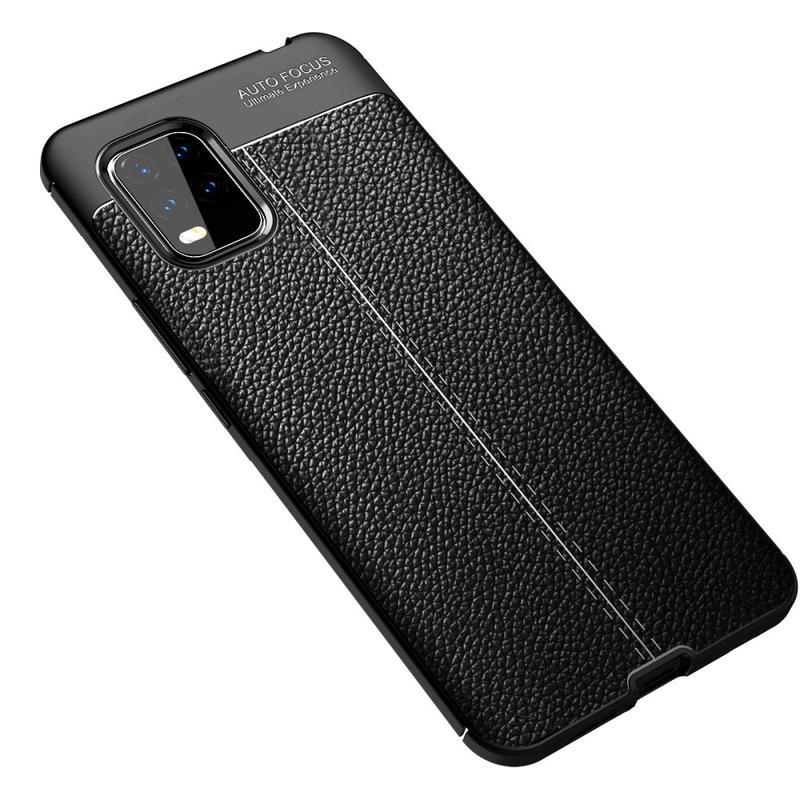 Litchi texturovaný odolný gelový obal na mobil Xiaomi Mi 10 Lite - černý