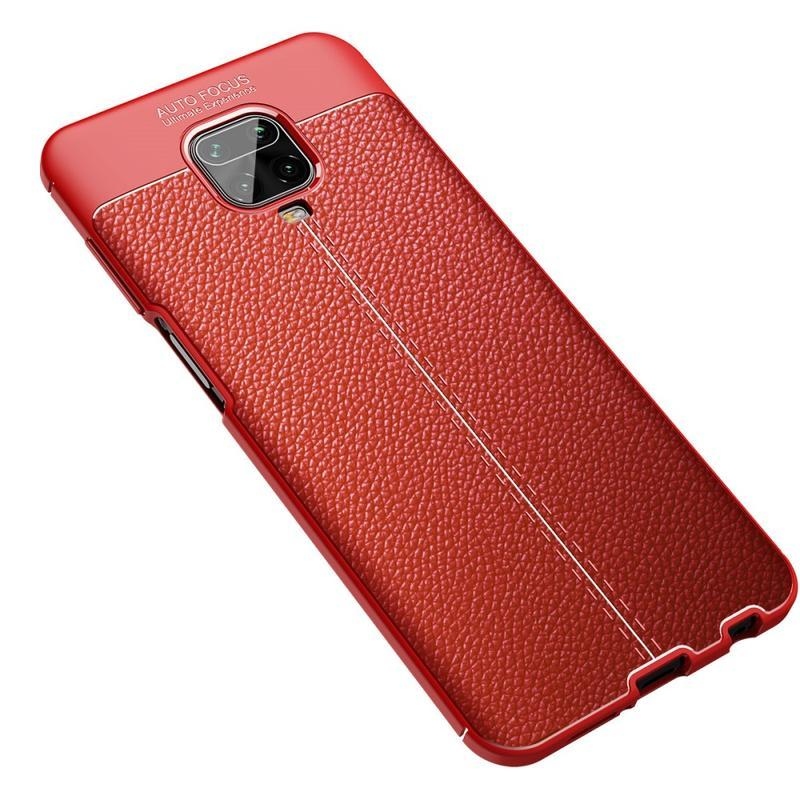 Litchi texturovaný odolný gelový obal na mobil Xiaomi Redmi Note 9 Pro/Note 9S - červený