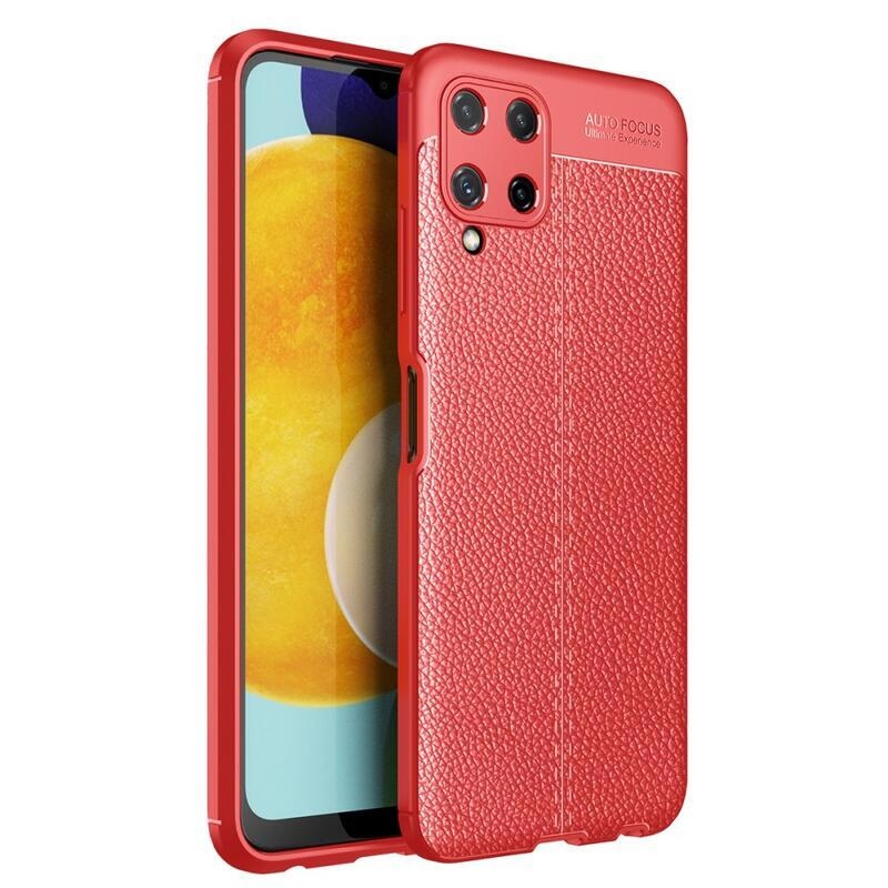 Litchi texturovaný odolný obal na mobil Samsung Galaxy A22 4G - červený