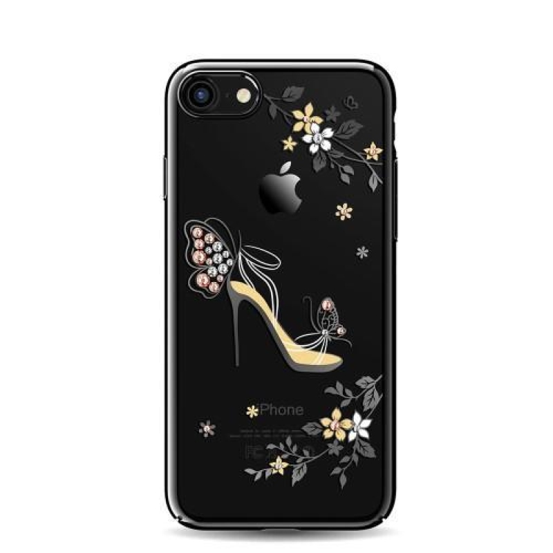Luxy elegantní plastový obal se zdobením na iPhone 7 a 8 - střevíc s motýlky
